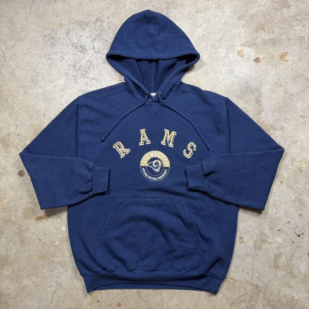 VTG Y2K Lee Sport Navy Blue NFL St. Louis Rams Football Hoodie Size M